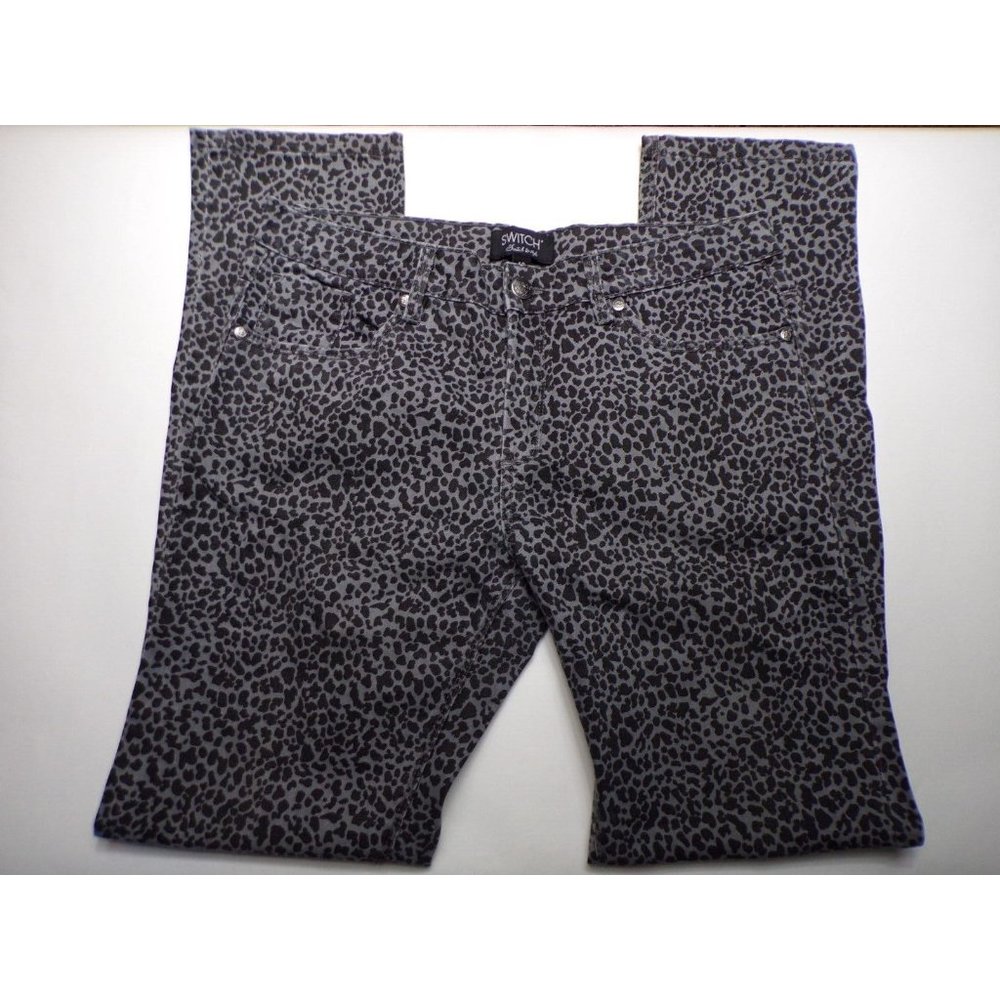 Switch Womens Jeans Size US 12 (EU 40) Skinny Mid Rise Gray Black Leopard-23337